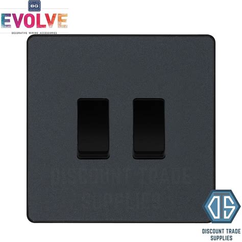 Bg Evolve Matt Grey 2 Gang Intermediate Custom Grid Light Switch Ebay