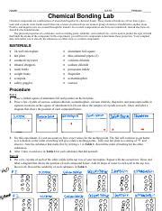 Hchem Lab Ionic Covalent Chemicalbondinglab Pdf Name Date