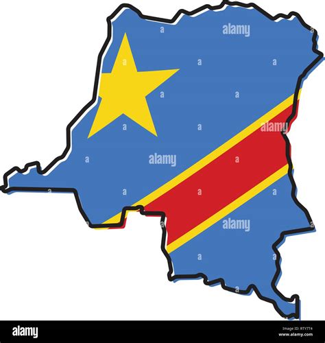 Simplified Map Of Democratic Republic Of The Congo Outline With