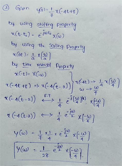 Solved Q2 A Signal Xt Has Fourier Transform Xw Determine The