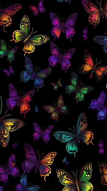 Premium Ai Image Rainbow Butterflies Wallpapers For Iphone And