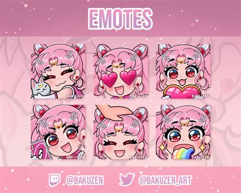 6 Chibiusa Sailor Moon Emotes For Twitch Discord Love Set Cute Chibi