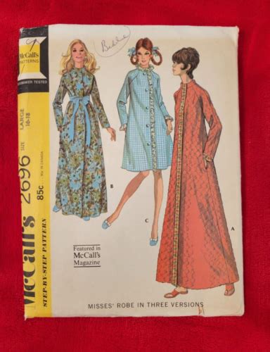 Mccalls 2696 Vintage 1970 Dressing Robe 3 Styles Large 16 18 Cut Sewing Pattern Ebay