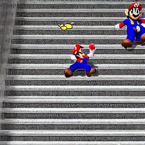 Stabilityaistable Diffusion · Super Mario Falling Down Stairs