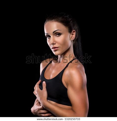 Beautiful Sexy Athletic Brunette Girl Black Stock Photo Shutterstock