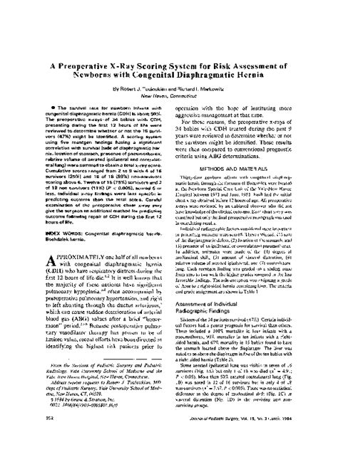 (PDF) A preoperative X-ray scoring system for risk assessment of newborns with congenital ...