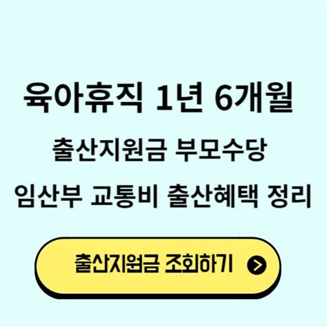 육아휴직 1년 6개월 출산지원금 부모수당 2024 출산혜택 알아보기 굿정보