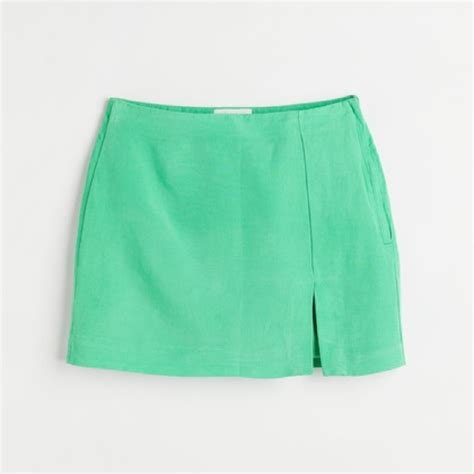 Handm Skirts Hm Lime Green Linen Mini Skirt Poshmark