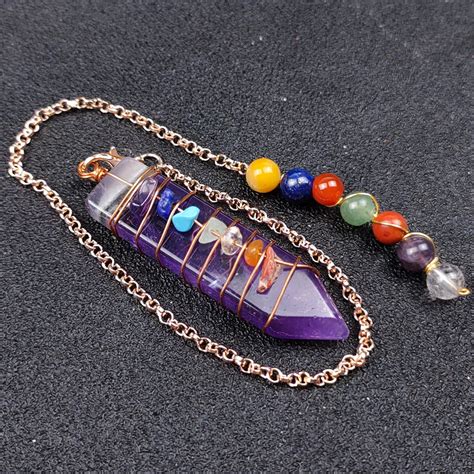 Yoga 7 Chakra Pendulums Natural Jade Crystal Healing Stone Arrow Shape