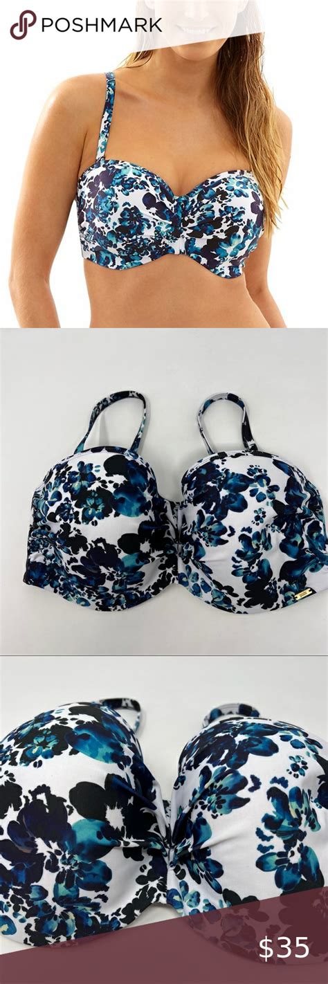 Panache Swim Florentine Floral Multiway Bikini Top Blue Floral Swimsuit