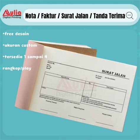 Jual Surat Jalan Custom Nota Bon Faktur Kwitansi Kuitansi