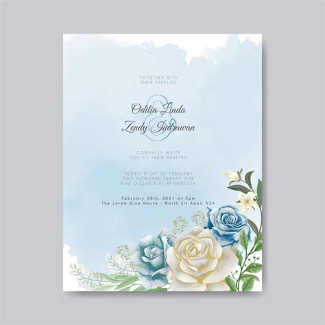 Premium Vector Romantic Wedding Invitation With Beautiful Flowers