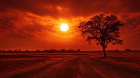 Premium AI Image | Image of intense heat red sun