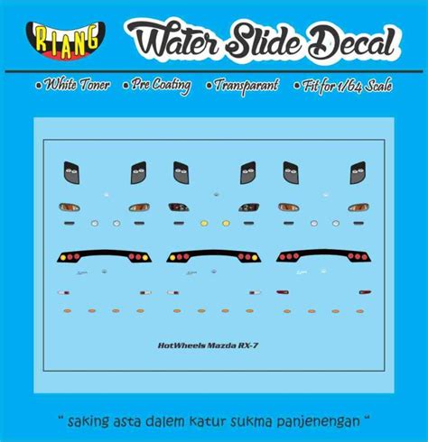 Jual Decal Waterslide Hot Wheels Lampu Mazda Rx Kota Denpasar Ccnk Garage Tokopedia