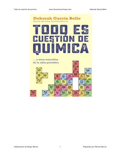 Qu Mica Un Buen Libro Re Se A Todo Es Cuest I N De Qu M Ica Nos