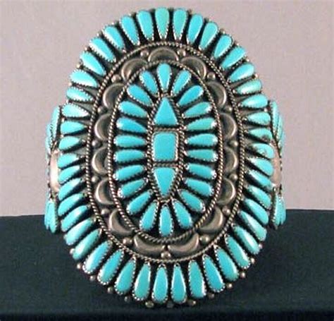 Vintage Zuni Petit Point Turquoise Cluster Bracelet Gem