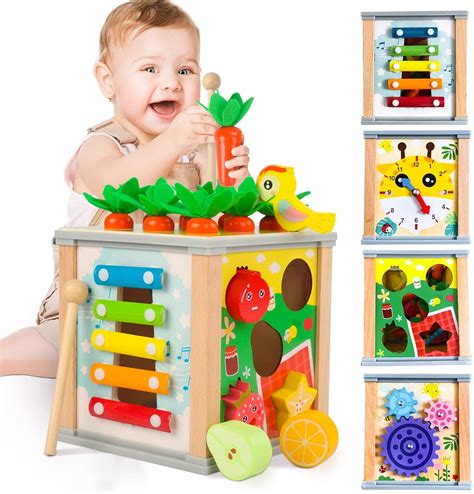 VORHOT Giochi Bambini 1 Anno Cubo Multiattivita Legno 6 In 1 Giochi