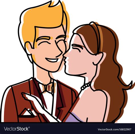 Portrait Wedding Couple Happy Bride And Groom Vector Image