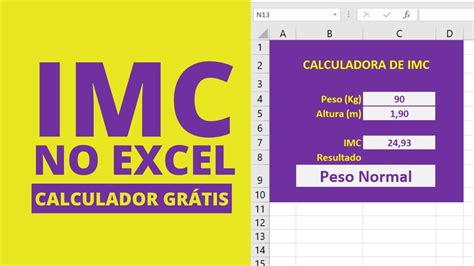 Como Calcular Imc No Excel Calculadora Grátis Youtube