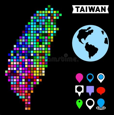 Mapa Coloreado De La Isla De Taiw N Del Pixel Ilustraci N Del Vector