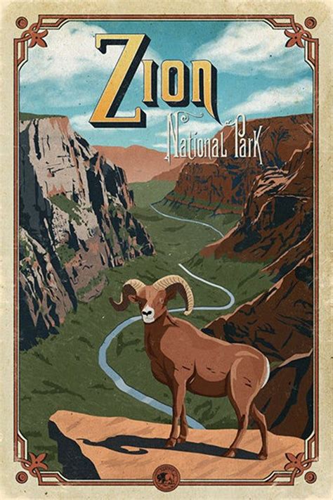 an old poster shows a mountain goat on the side of a road with ...