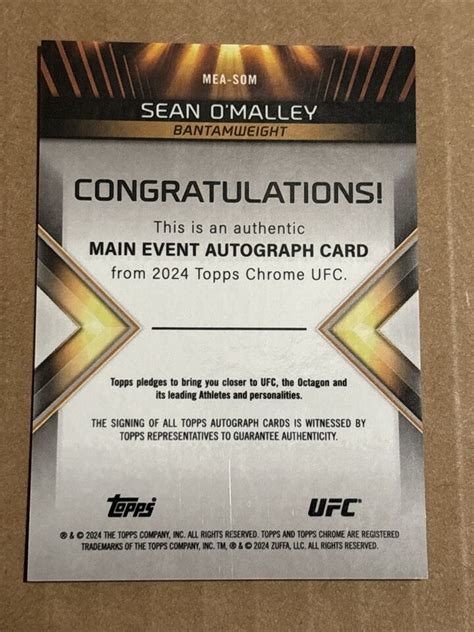 Topps Chrome Ufc Sean Omalley Orange Refractor Auto Champ