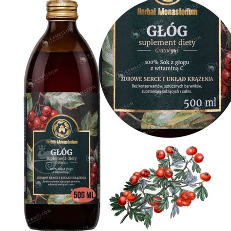 HERBAL SOK z GŁOGU głóg Z WITAMINĄ C 500ml wsparcie NA UKŁAD KRĄŻENIA