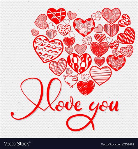 I love you and doodle heart Royalty Free Vector Image