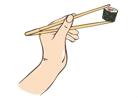 Premium Vector Hand Holding Sushi With Chopsticks Asian Food Japanese