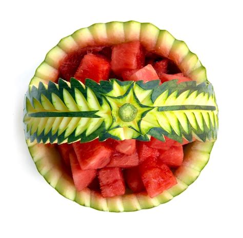 Premium Photo | Watermelon decorated carving basket style with ...