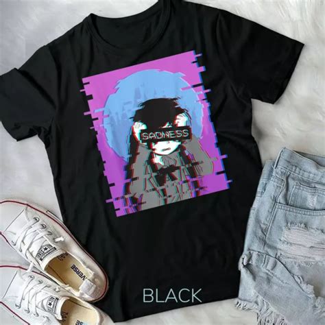 Sad Anime Girl Japanese Aesthetic Vaporwave Anime Otaku Unisex Form T Shirt Eur 20 26