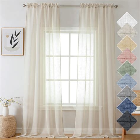 Amazon Aiyufeng Kirei Natural Extra Long Linen Sheer Curtains