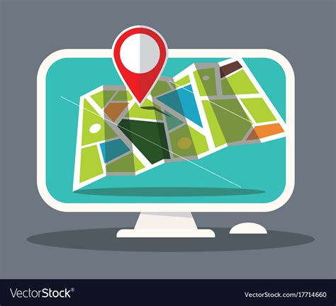 Map Icon On Computer Screen Royalty Free Vector Image