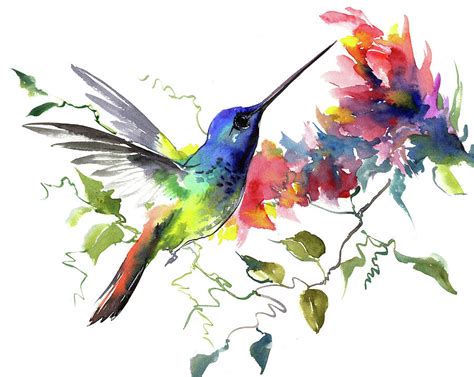 Hummingbird Tropical Colors Tropical Hawaiian Design Painting By