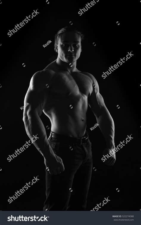Blackandwhite Portrait Naked Torso Male Bodybuilder Stock Photo Shutterstock