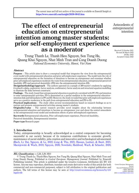 PDF The Effect Of Entrepreneurial Education On Entrepreneurial