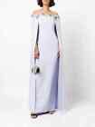 New Marchesa Notte Illusion Cape Effect Crepe Gown Lilac Sequins