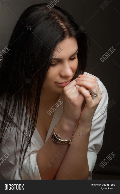 Brunette White Blouse Image Photo Free Trial Bigstock