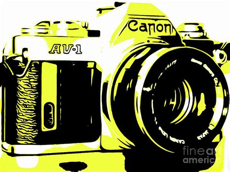 Canon Av 1 Vintage Camera Yellow Art Print Mixed Media By Forward