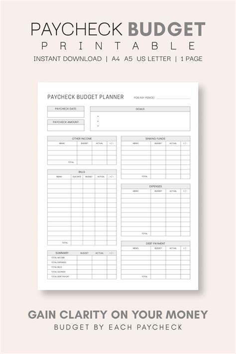 Paycheck Budget Printable Printable Templates