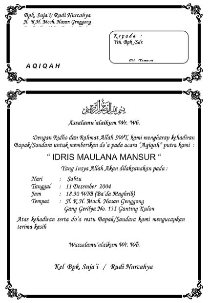 5 Contoh Undangan Aqiqah Siap Download Di Word And Canva