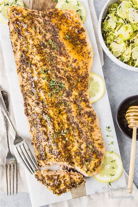 Sheet Pan Dijon Honey Glazed Salmon With Brussels Sprouts Honey