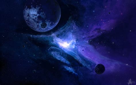 Purple Cosmic Wallpaper Space Render Planet Moon Hd Wallpaper