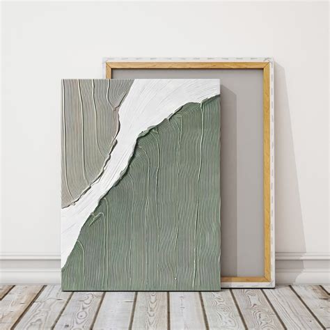 Modern Minimalist Art, Green Minimalist Painting, Green Canvas Wall Art, Green and White ...