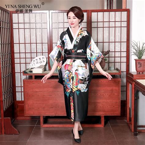 Vestido tradicional Kimono japonés con lazo elegante para mujer