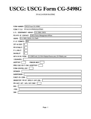 Fillable Online Uscg Form Cg G Evaluation Rating Fax Email Print