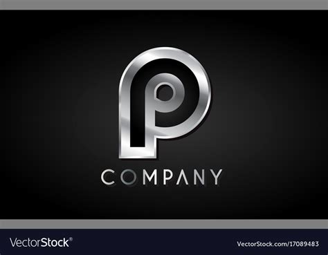 P Silver Metal Alphabet Letter Icon Design Vector Image