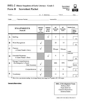 Fillable Online Isbe Form B Scoresheet Packet Illinois State Board