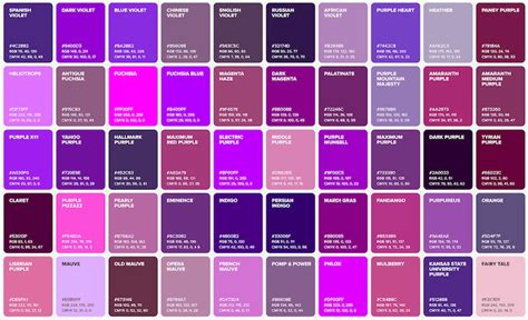 purple shades color poster wall art color chart sheet color shades  purple poster