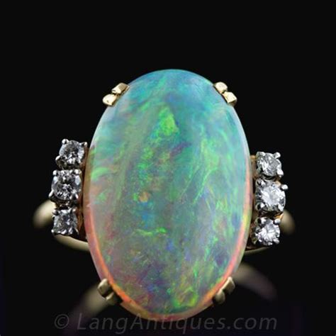 Vintage Opal & Diamond Ring